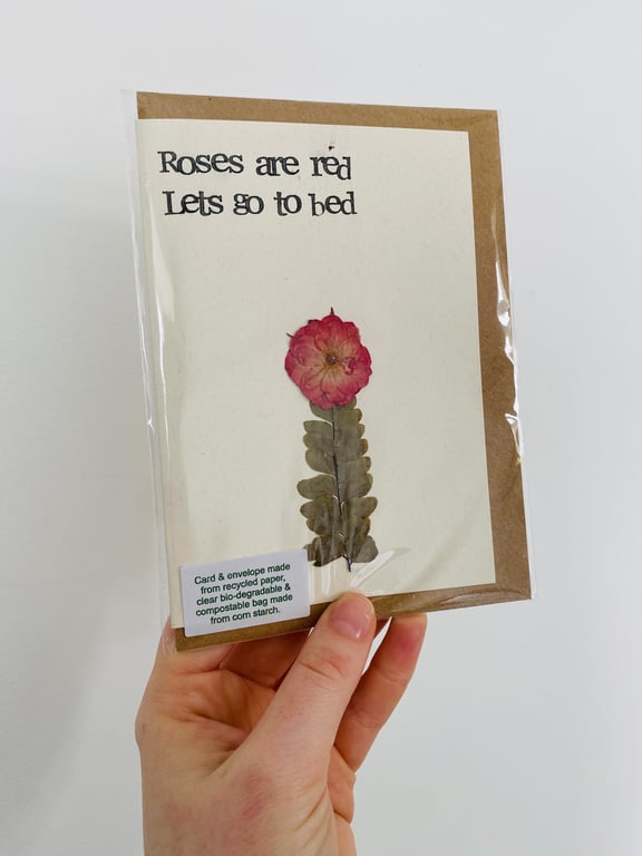Dried Botanicals Greetings Card - Roses are Red