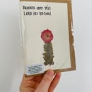 Dried Botanicals Greetings Card - Roses are Red