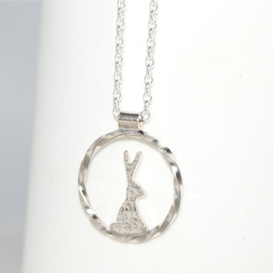 Silver hare necklace