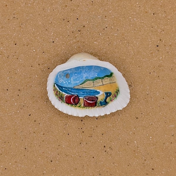 Bucket and Spade Seaside Framed Shell Painting
