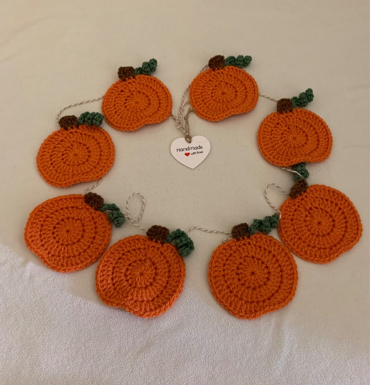 Handmade crochet pumpkin bunting 