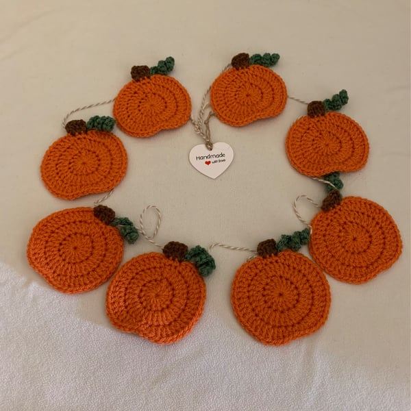 Handmade crochet pumpkin bunting 