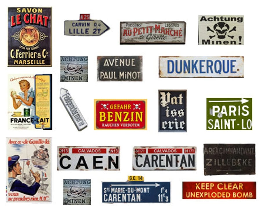 x2 WW2 France 1944-45 7.5cm x 9cm - Glossy stickers