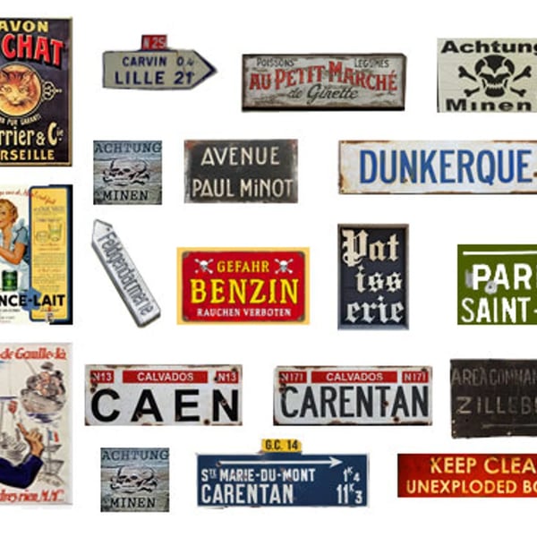 x2 WW2 France 1944-45 7.5cm x 9cm - Glossy stickers