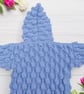 Hand Knitted Baby Cardigan, Hooded, Light Blue, Bobble Pattern, Infant Sweater  - Image 5