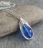 Cobalt blue teardrop necklace, Sterling silver chain - Image 2
