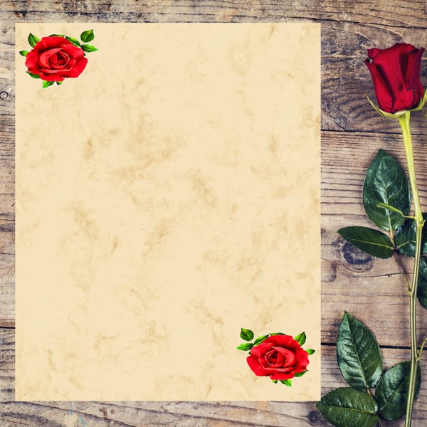 Ideal Christmas Gift;  Beautiful Rose Writing Paper & Envelopes
