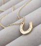 Handmade 9ct yellow, rose or white gold horse shoe pendant and chain - Image 1