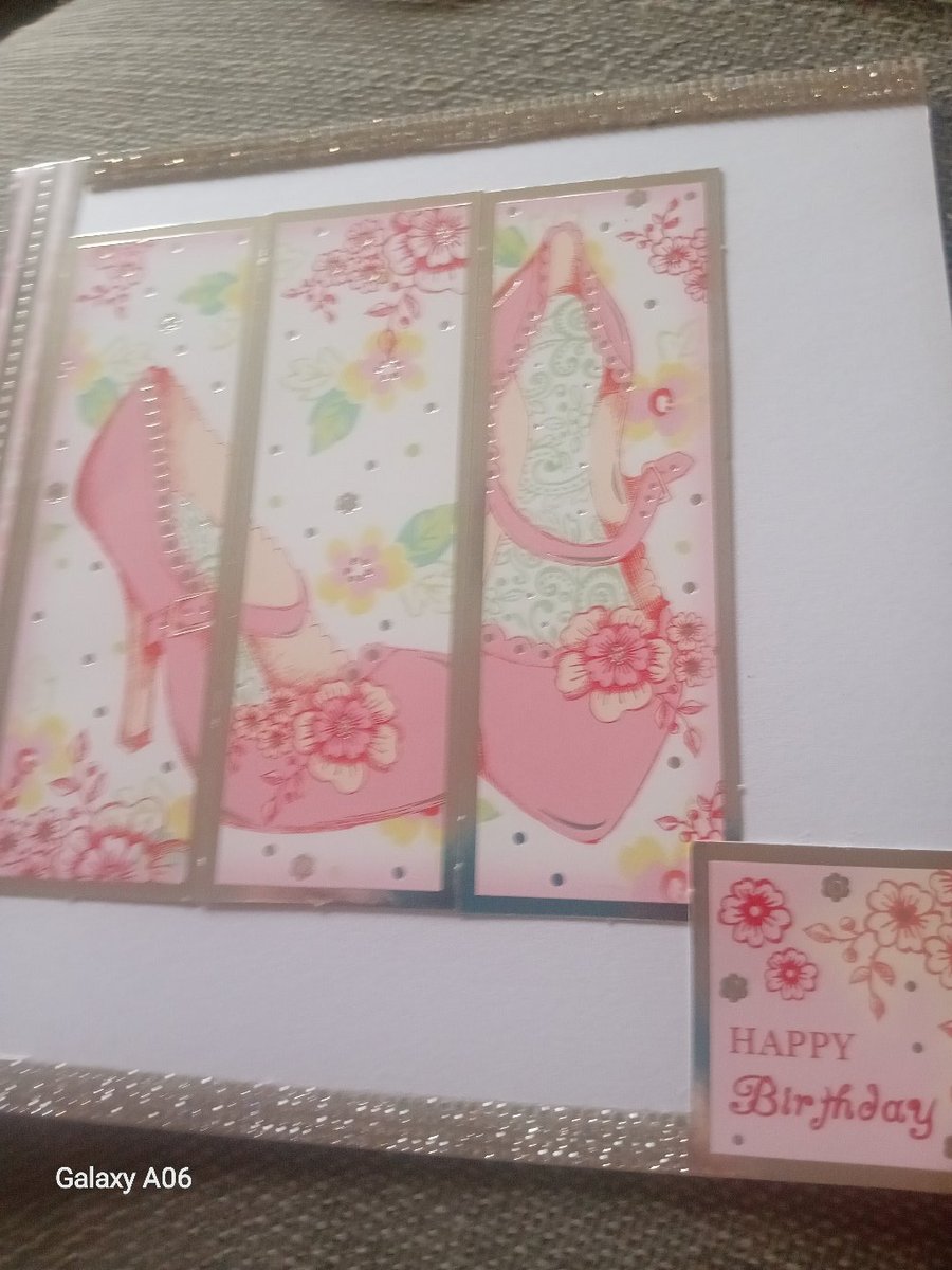 PINK HIGH HEELS FLORAL LARGE BIRTHDAY CARD