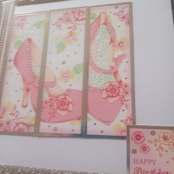 PINK HIGH HEELS FLORAL LARGE BIRTHDAY CARD