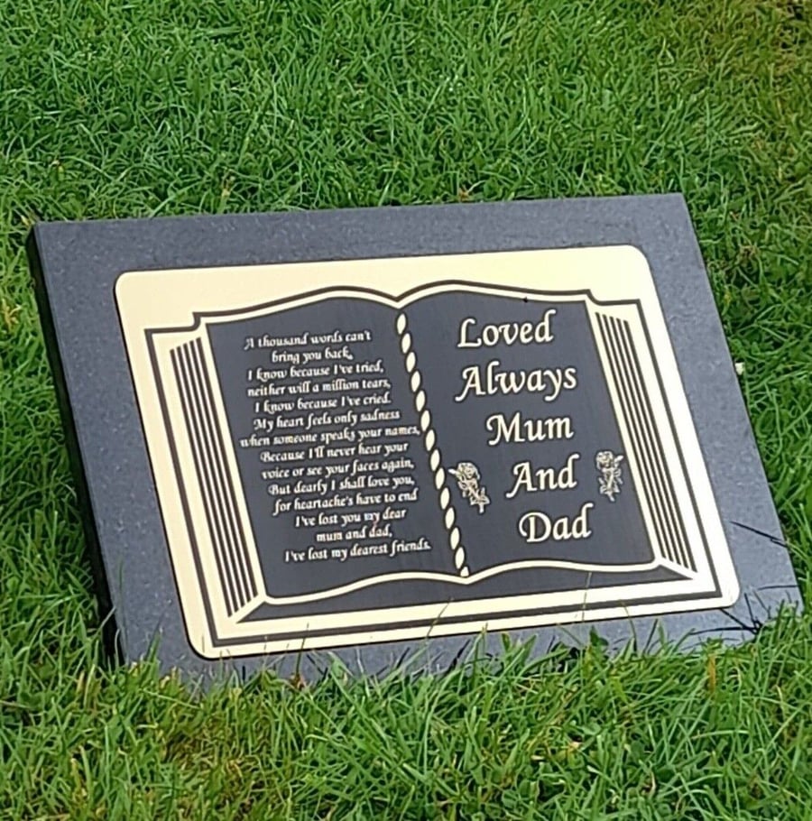 Memorial Grave Plaque Grave Stone Slanted Grave Marker Bible memorial Stone 