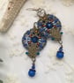 Pretty Dangle Blue beaded earrings, birthday gift for her, blue and copper  - Image 7