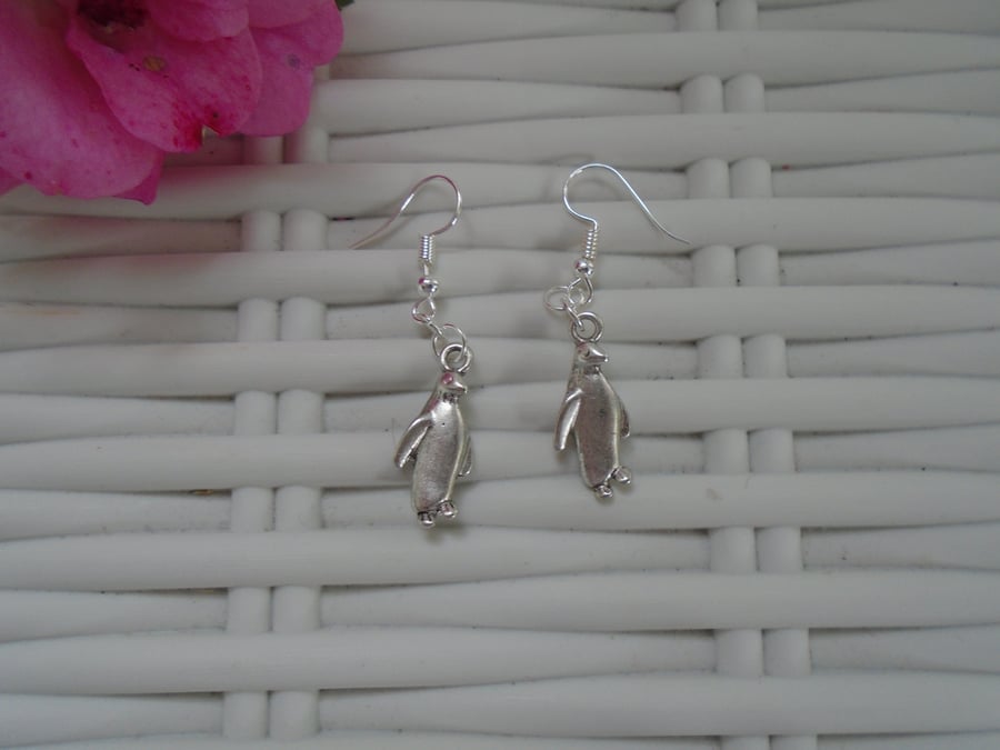 Silver Plated Penguin Earrings Gift Idea