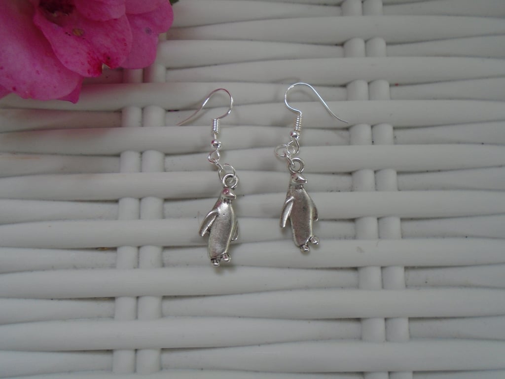 Silver Plated Penguin Earrings Gift Idea