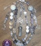 Handmade Moon & Star Phone Charm Labradorite Crystal Pendant and Moonstone Beads - Image 1
