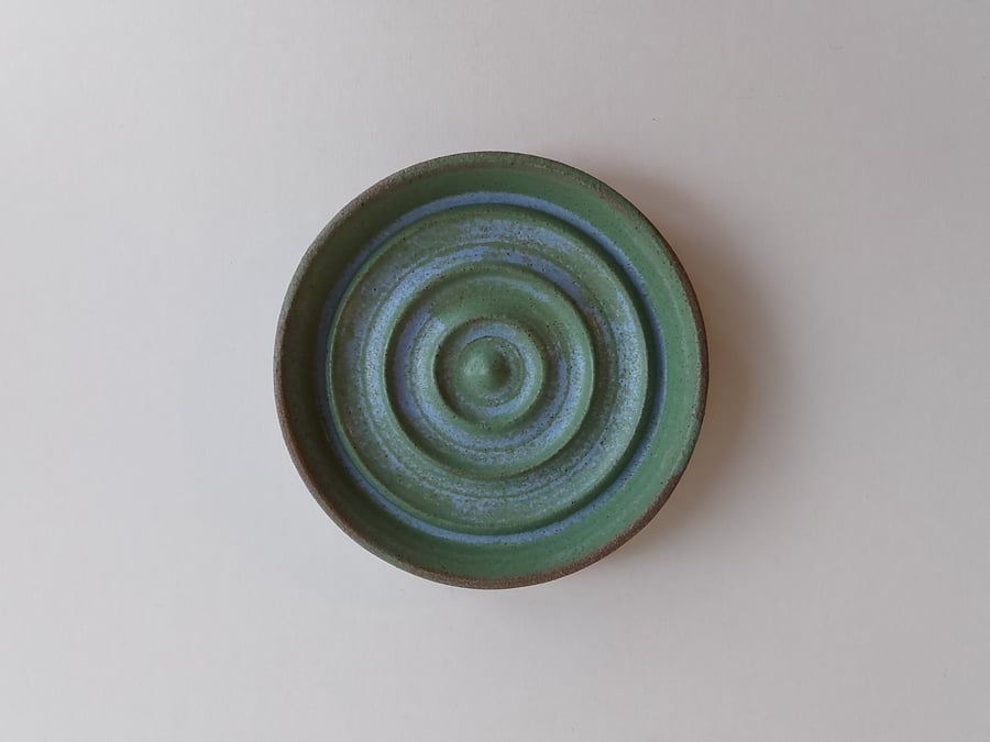 Soap dish in Gardoms Green glaze