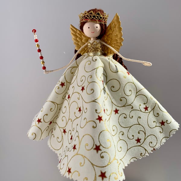 Handcrafted Christmas fairy tree topper