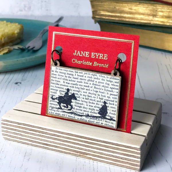 Classic Literature - Jane Eyre Silhouette Illustration Wooden Necklace 