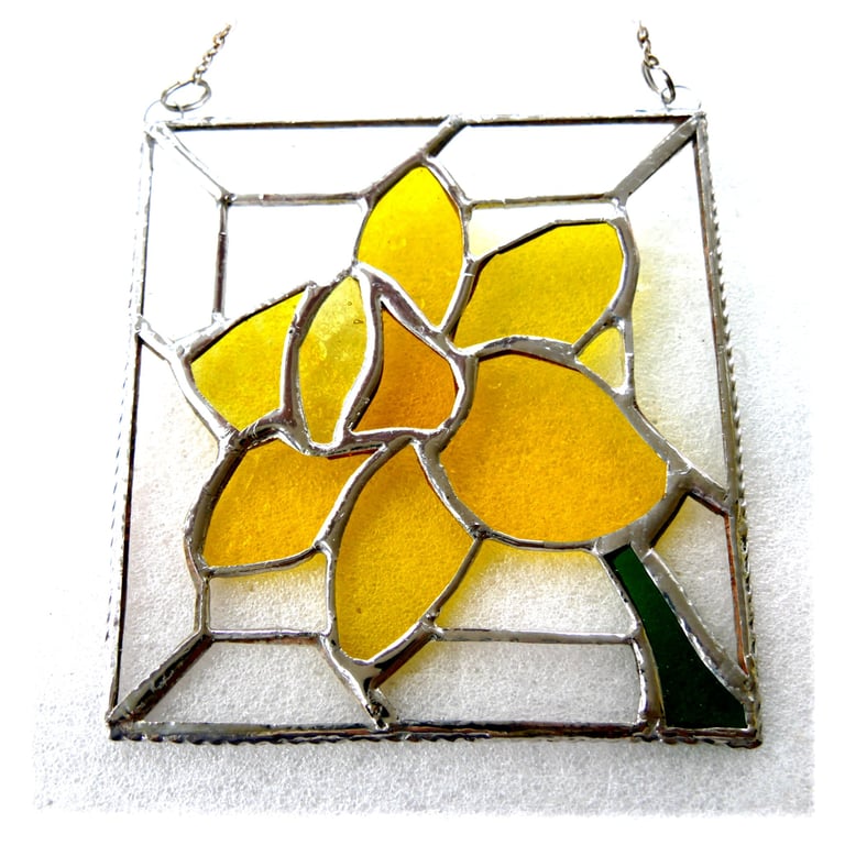 Daffodil Stained Glass Framed Suncatcher Spring Flower
