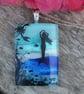 Dichroic Glass Mermaid Necklace: Fused Glass Sea Landscape Pendant F8 - Image 3