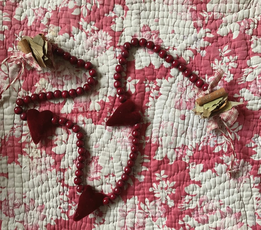 Velvet Hearts Beaded Garland