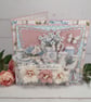 Handmade Floral Birthday Card (126) Shabby Chic & Blue 3D Greeting Card. - Image 1