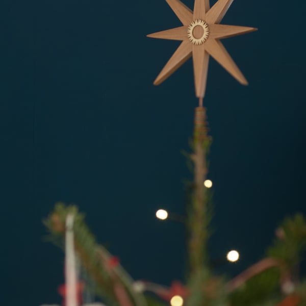 Wood Tree Topper Decoration - Choice of woods, 15cm across, Made to Order