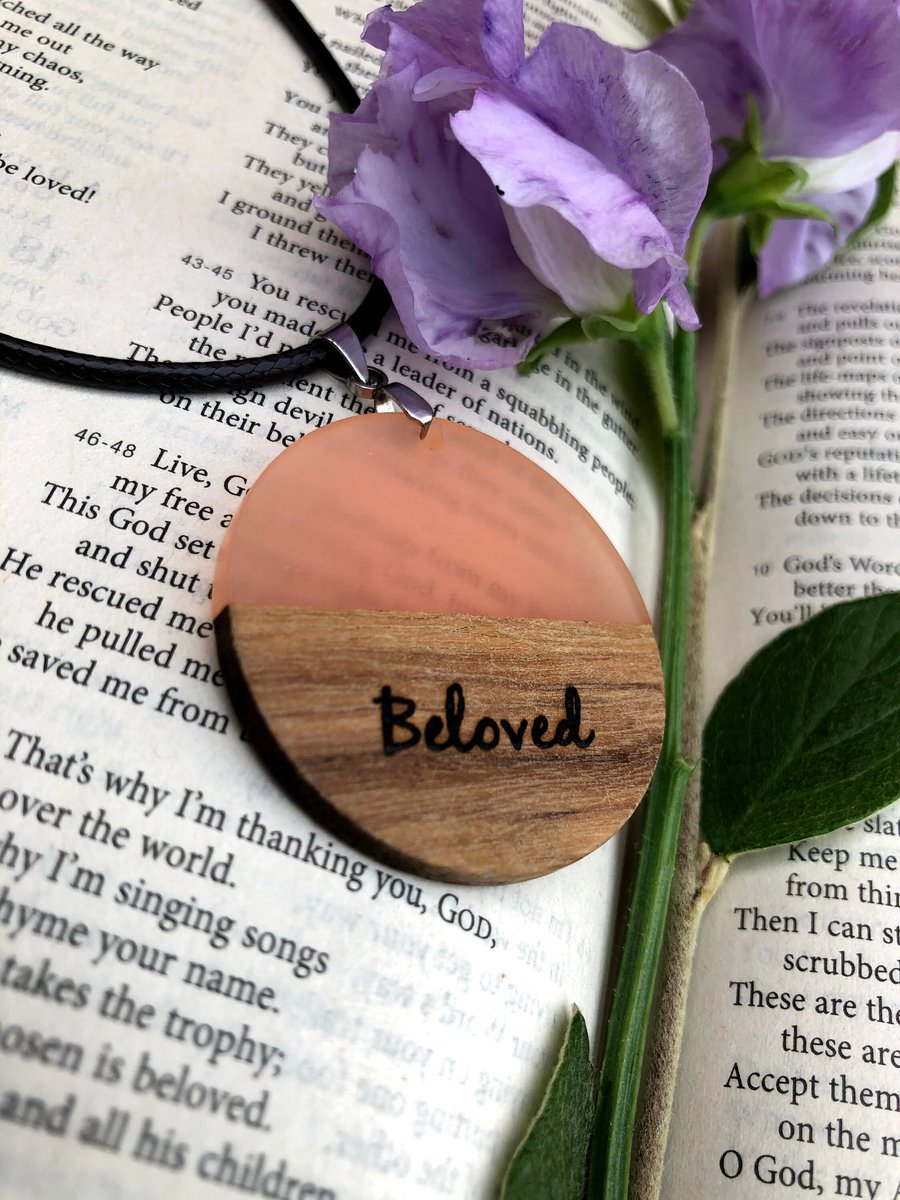 Personalised Pink Bible Verse Necklace, This Little, Custom Necklace, Wood&Resin