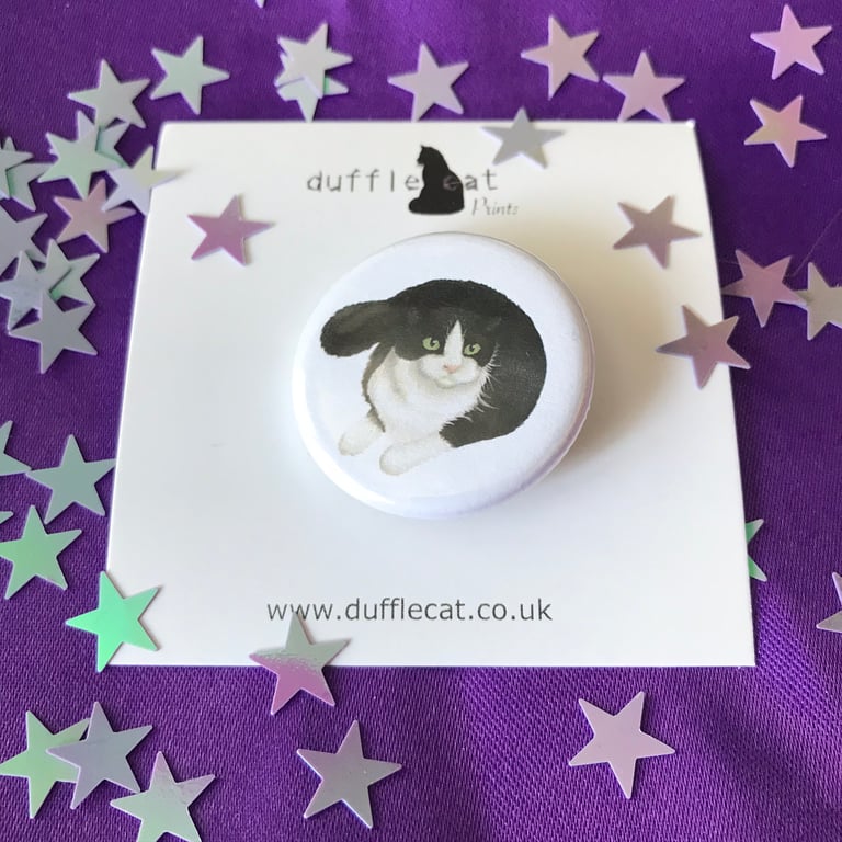 Black and White Cat Badge