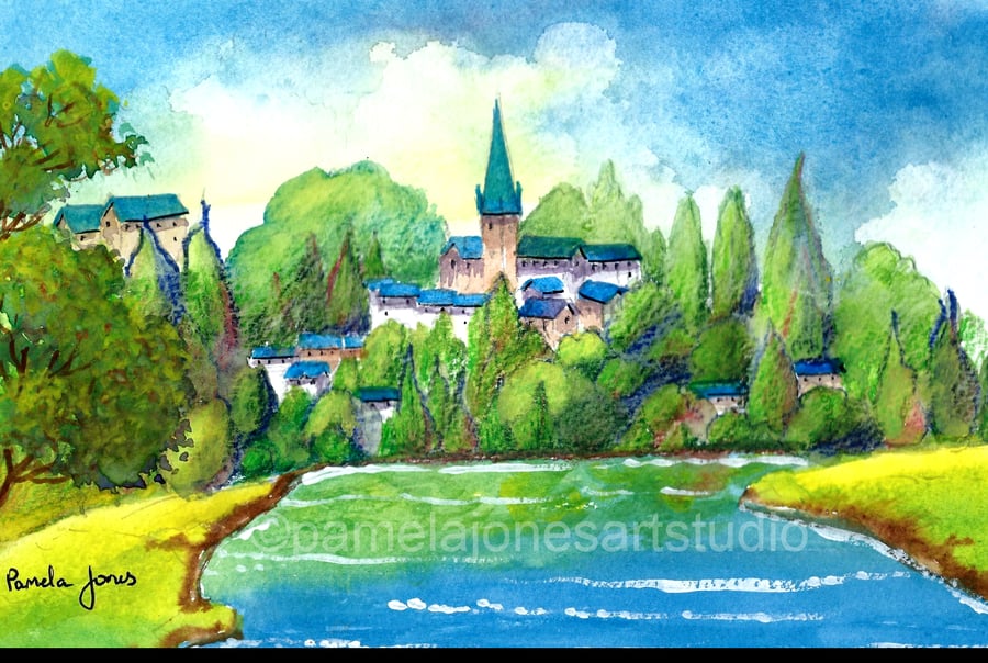 Ross On Wye, Herefordshire, Original Watercolour, in 14 x 11 '' mount