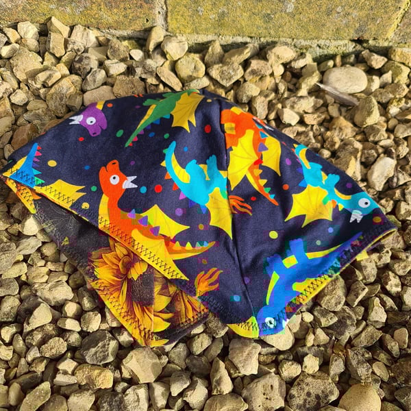 Reversable Bike Helmet Hat Adult L - Dragons & Sunflowers