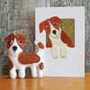 Tiny felt Jack Russell and handmade card