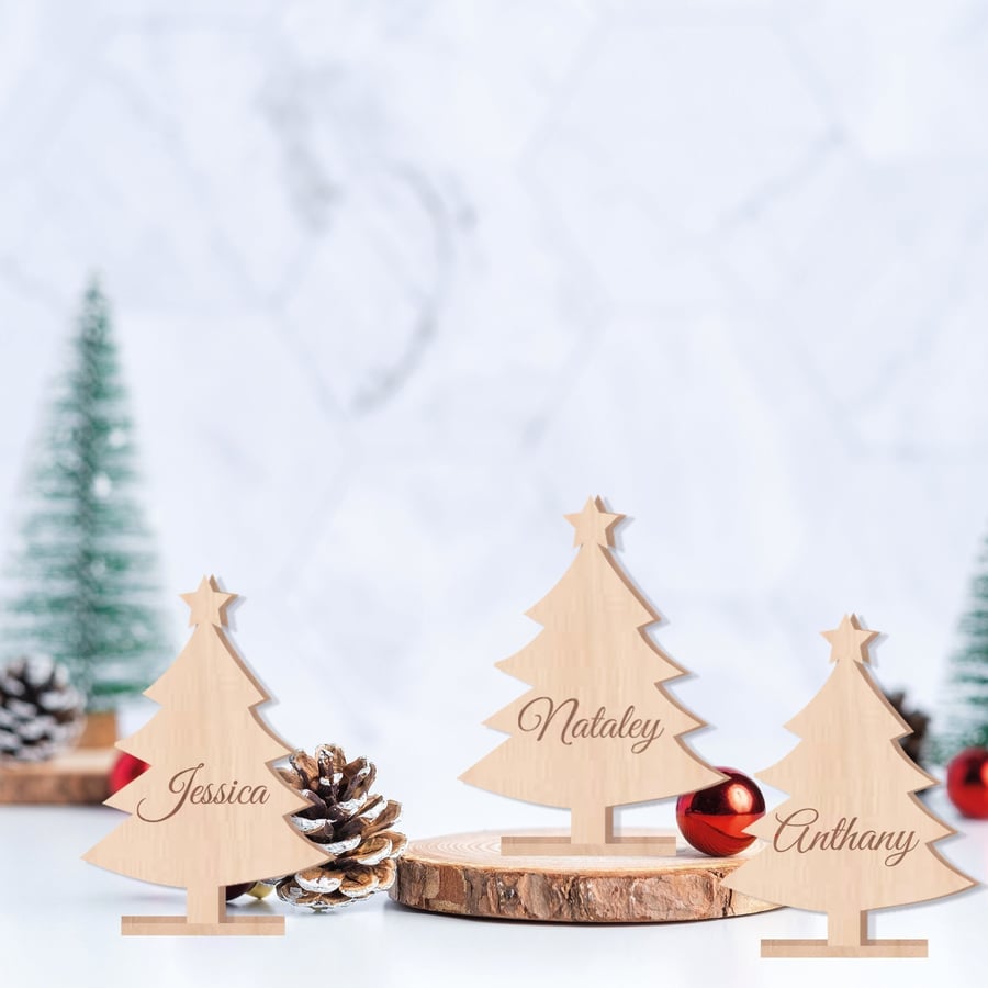 Christmas Tree Personalised Name Stand Christmas Seat Table Placements Table 