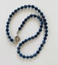Dark blue spotted agate beaded necklace with stainless steel clasp - Image 7