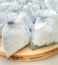White Biodegradable Heart Confetti, Silver Bags Wedding Toss Eco Send Off Decor