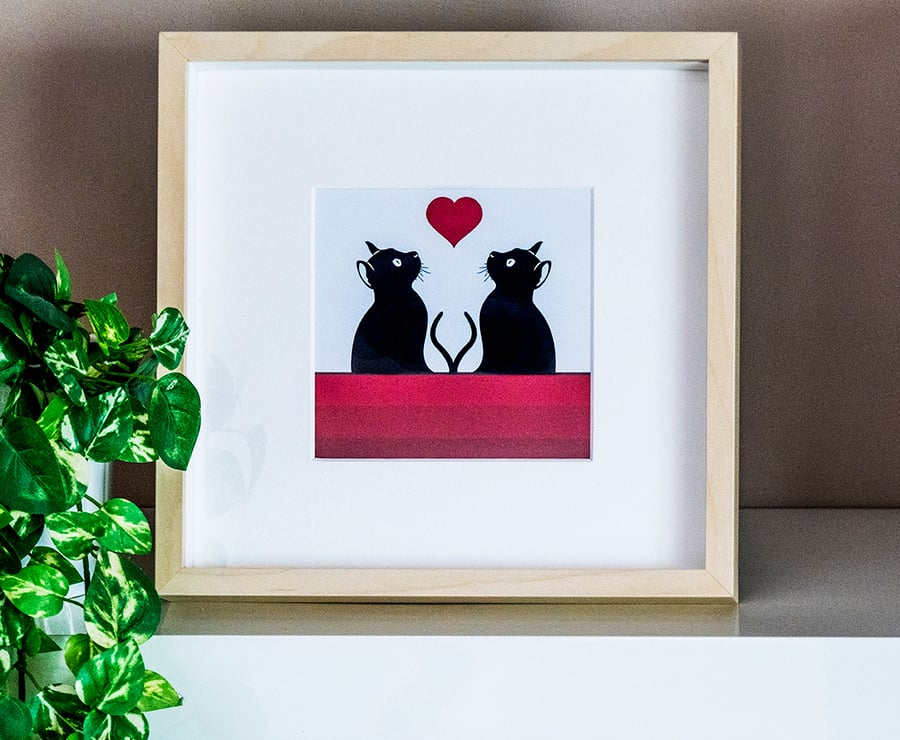 Cats Cat Lovers Gift Framed Print Graphic Modern Picture Wall Art Illustration