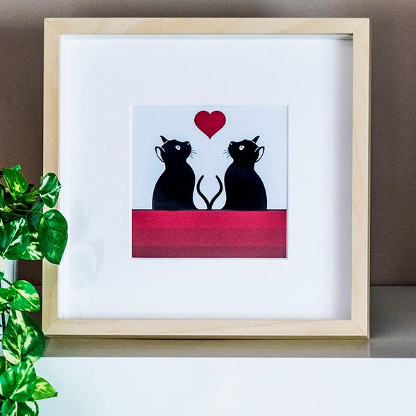 Cats Cat Lovers Gift Framed Print Graphic Modern Picture Wall Art Illustration