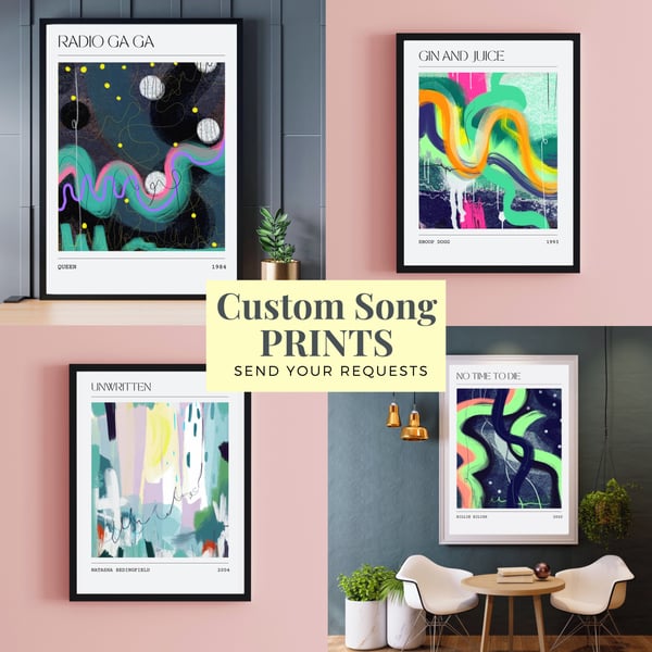 Custom Song Wall Art Abstract Music Painting All Sizes Art Print Wedding Song 