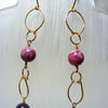 Pink and Purple Gemstone Dangling Earrings