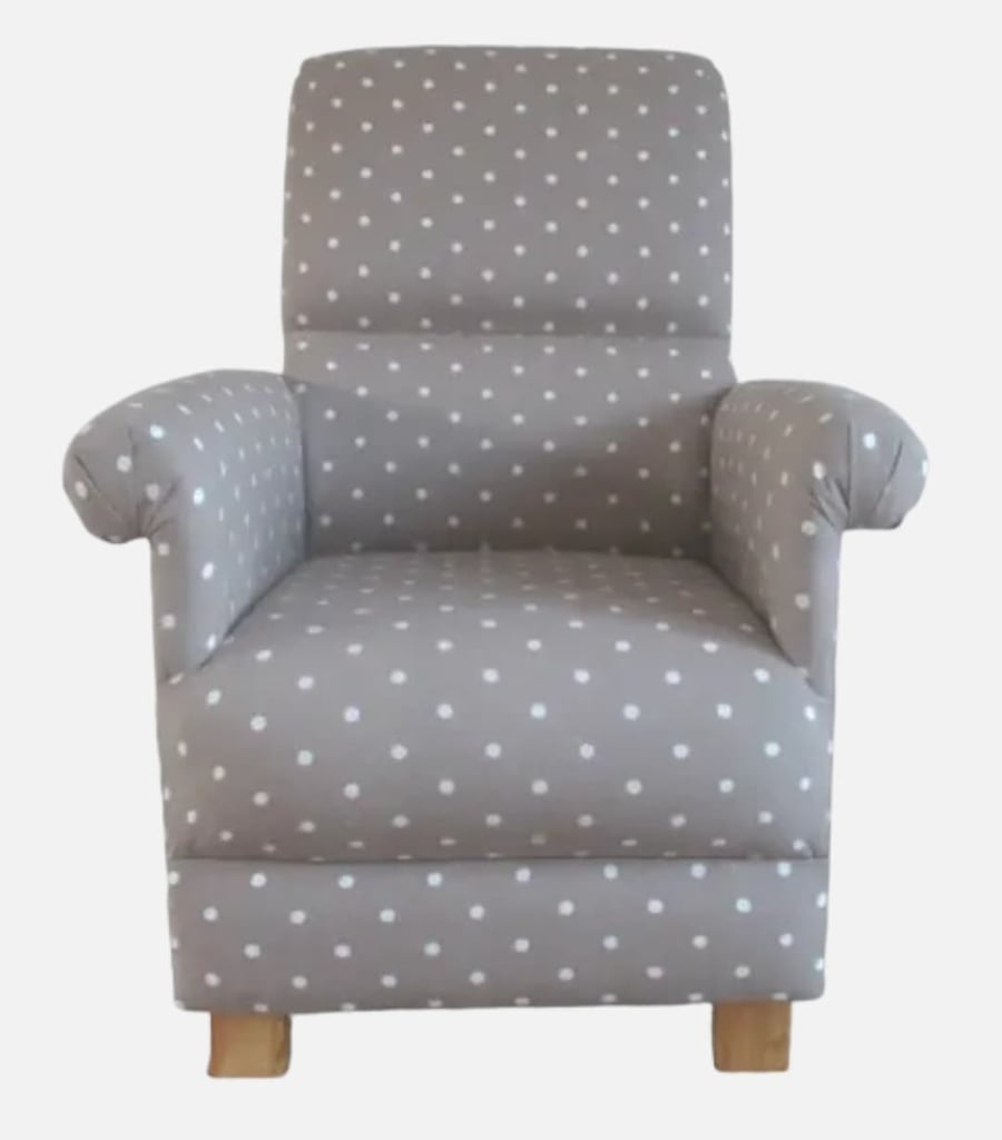 Clarke Taupe Dotty Spot Fabric Chair Adult Armchair Polka Dots Beige Small Spots