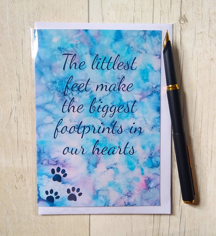 The littlest feet card. Pet lover card (printed card) Birthday card. Paw print.