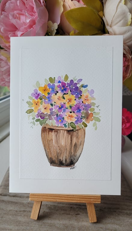 Original watercolor greeting card, summer flowers, special occasion, Unique