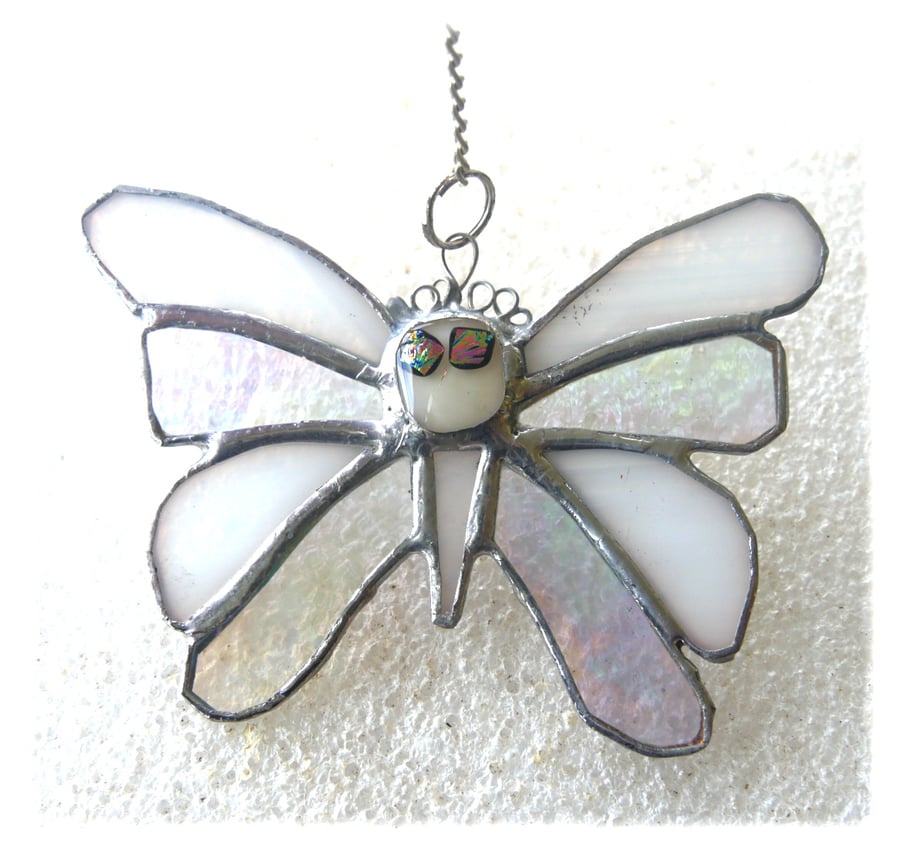 Birthstone Butterfly Suncatcher Stained Glass Opal October 053