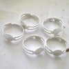 20 x Small Silver Plated Adjustable Ring Blanks