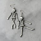 Dancing Skeleton Earrings, Articulated 3D-Printed Gothic Halloween Jewellery