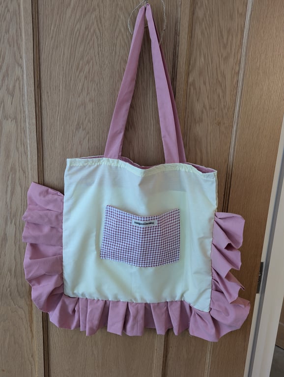 Yellow & Pink Ruffle Tote Bag 