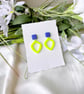 Neon Lime Yellow & Cobalt Blue Geometric Statement Earrings - Image 7