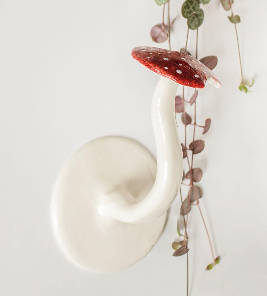 Bitten Mushroom Hook For Lightweight Hangings or Decoration