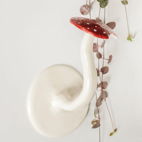 Bitten Mushroom Hook For Lightweight Hangings or Decoration