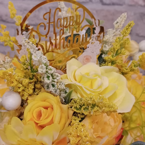 Birthday Hatbox with Sunny Yellow flowers